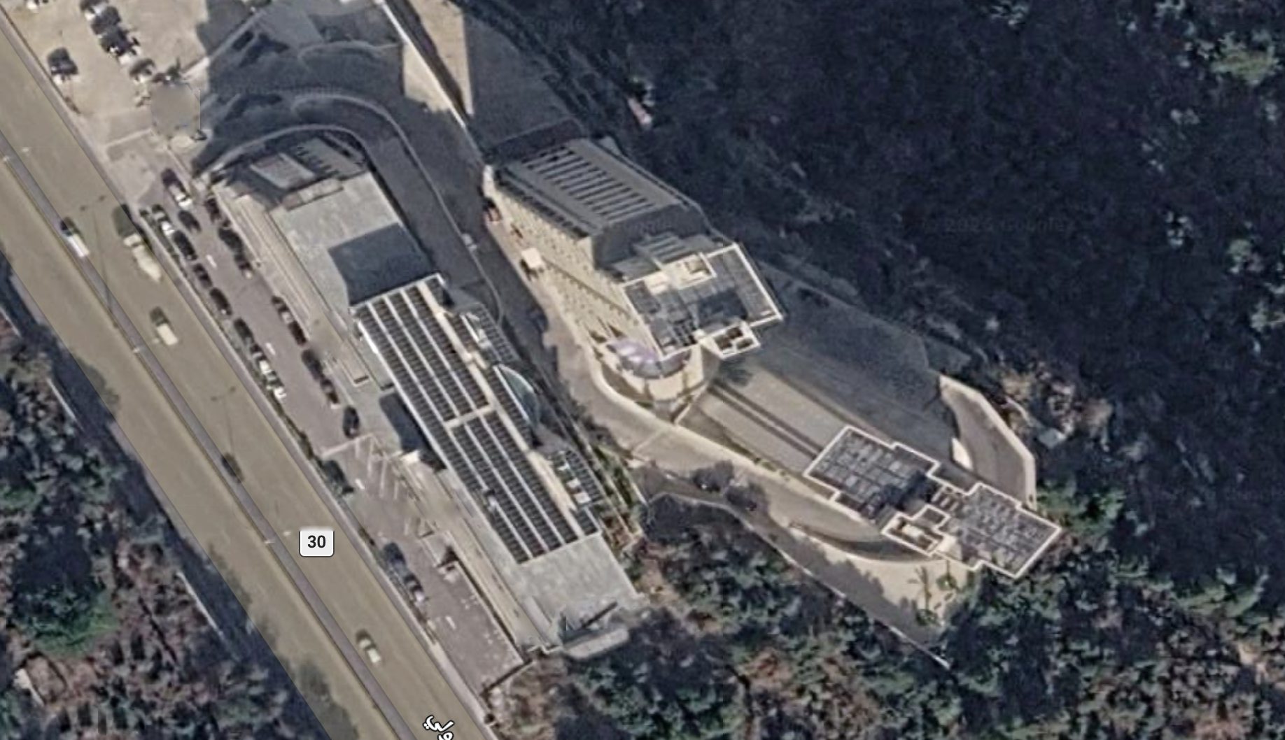Satellite view of the Beirut East Gate commercial building and its rooftop solar array